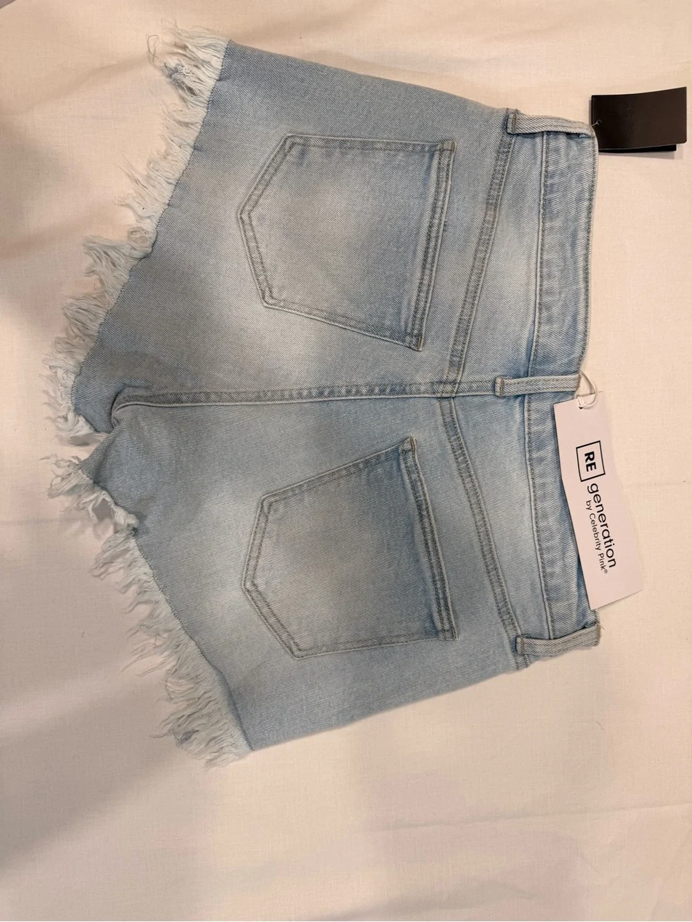 Celebrity Pink Light Blue Distressed Denim Shorts NWT Size 7/28